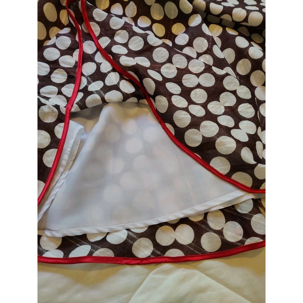 Amanda Lane Polka Dot A-Line Midi Dress Brown White Red Trim Size 12 Cotton... - Picture 7 of 14